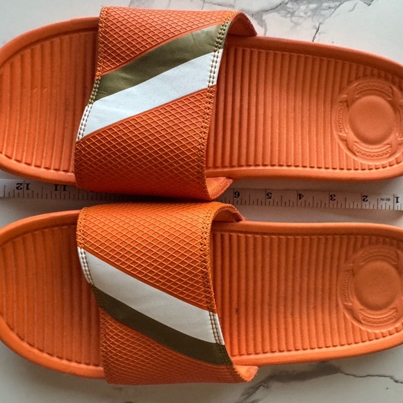 Sandalboyz Men 15 - Orange Slide Sandals with Gold and White Stripes - Picture 7 of 7